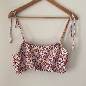 Floral Bralette with Tie Straps